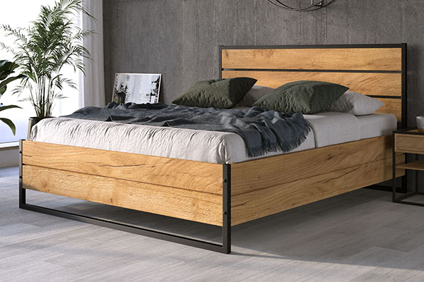 LOFT hálószoba ágy 160X200 tárolóval, tölgyfából készült