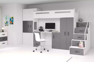 MAX 4 80X200 egyszemélyes ifjúsági ágy, íróasztallal, grafit