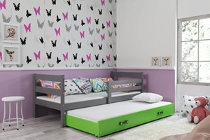 Kihúzható ifjúsági ágy ERYK 90X200 fiókkal, grafit/zöld