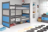 Ifjúsági emeletes ágy RICO 90X200, grafit/kék