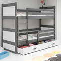 Ifjúsági emeletes ágy RICO 90X200 matraccal és fiókkal, grafit/fehér
