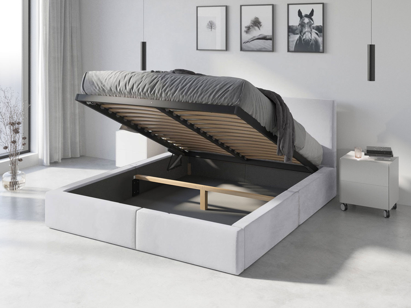 HILTON 120X200 kárpitozott hálószoba ágy, fehér, tárolódobozzal