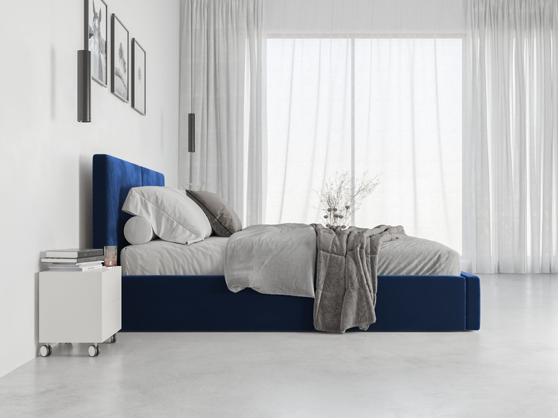 HILTON 160X200 kárpitozott hálószoba ágy, kék, tárolóval