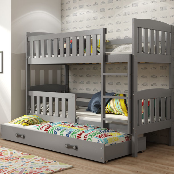 Háromszemélyes ifjúsági ágy KUBUŚ 90X190 fiókkal, grafit