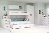 Háromszemélyes ifjúsági ágy MAX 3 120X200 matraccal és fiókkal, fehér színben