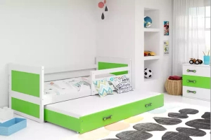 Rico tini franciaágy 90x190 fiókkal, fehér/zöld