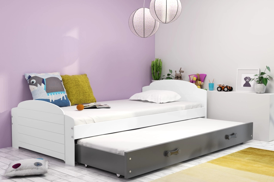 Kihúzható ifjúsági ágy LILI 90X200 fiókkal, fehér/grafit