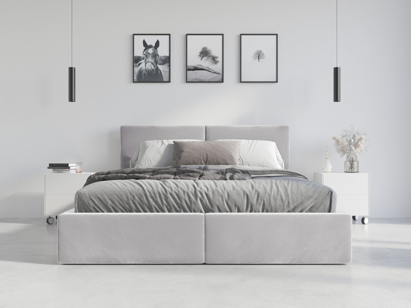 HILTON 140X200 kárpitozott hálószoba ágy, tároló doboz, hamuszürke