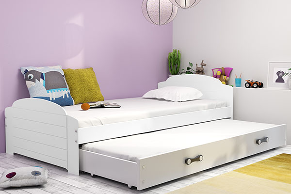 Kihúzható ifjúsági ágy LILI 90X200 matraccal és fiókkal, fehér színben