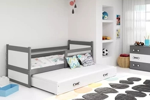 RICO 90X200 kihúzható ifjúsági ágy fiókkal, grafit/fehér