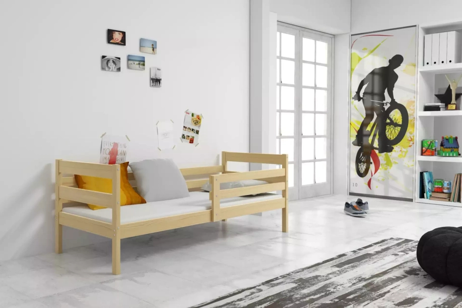 Eric egyszemélyes tini ágy 90X190 matraccal, fenyőfa