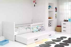 Rico tini franciaágy 90x190 fiókkal, fehér színben