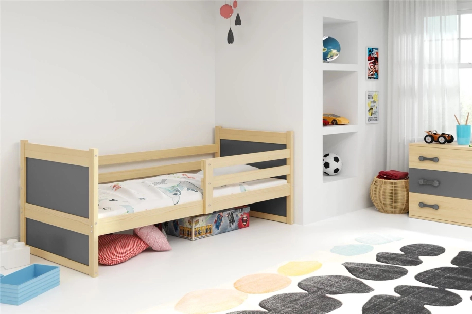 Rico egyszemélyes tiniágy 90x190, fenyőszürke/szürke