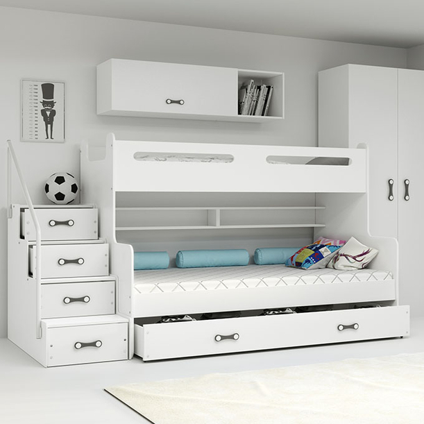 Ifjúsági emeletes ágy MAX 3 120X200 matraccal és fiókkal, fehér színben