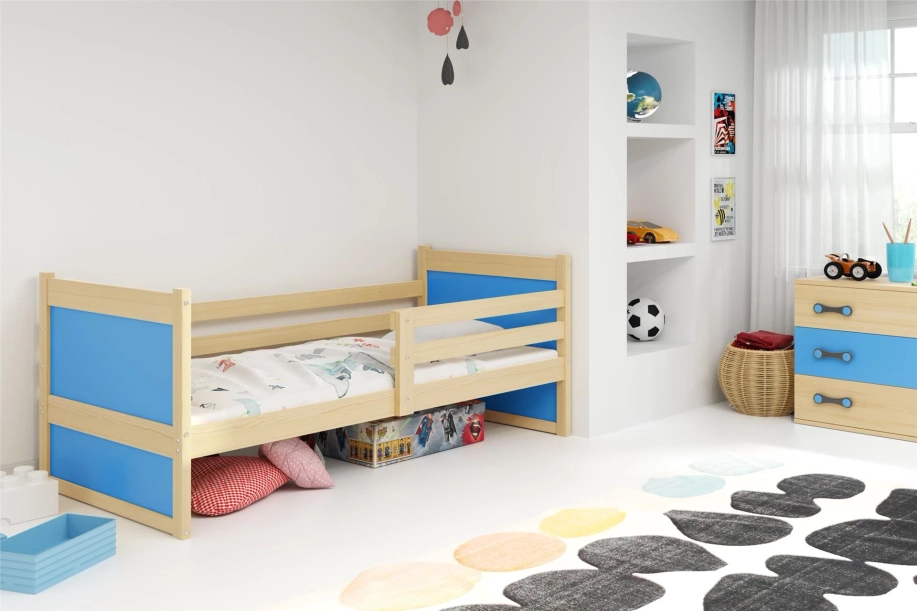 Rico egyszemélyes tini ágy 90X190 matraccal, fenyő/kék