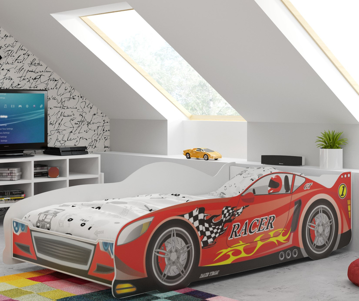 Cars egyszemélyes ágy 80X160 matraccal, piros