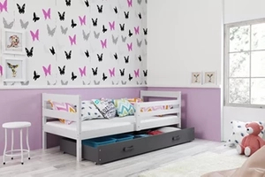 Ifjúsági egyszemélyes ágy ERYK 90X200 fiókkal, fehér/grafit