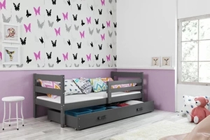 Ifjúsági egyszemélyes ágy ERYK 80X190 matraccal és fiókkal, grafit színű
