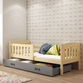 Gyermek egyszemélyes ágy KUBUŚ 80X160 fiókkal, fenyő/grafit