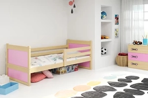 Egyszemélyes ifjúsági ágy RICO 90X200, fenyő/rózsaszín