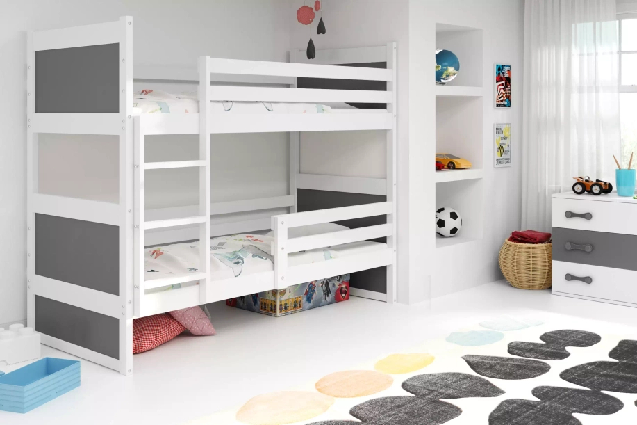 Ifjúsági emeletes ágy RICO 90X200, fehér/grafit