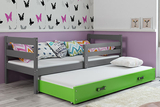 Kihúzható ifjúsági ágy ERYK 90X200 fiókkal, grafit/zöld
