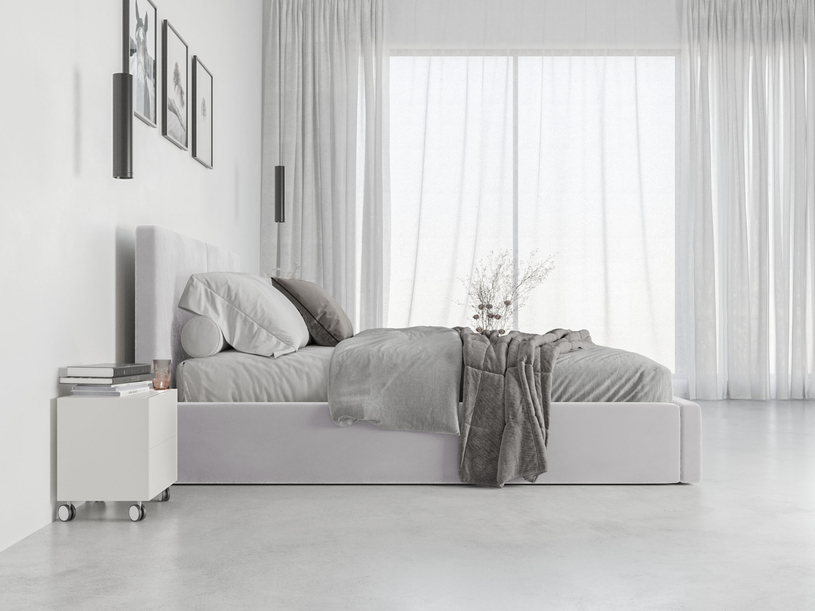 HILTON 140X200 kárpitozott hálószoba ágy, tároló doboz, hamuszürke