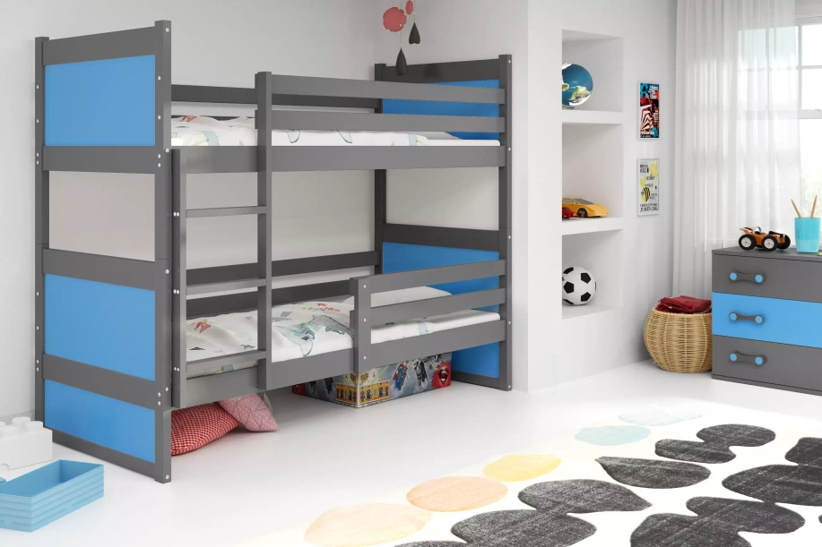 Ifjúsági emeletes ágy RICO 90X200, grafit/kék