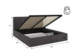 HILTON 180X200 kárpitozott hálószobaágy matraccal és tárolóval, grafit színű