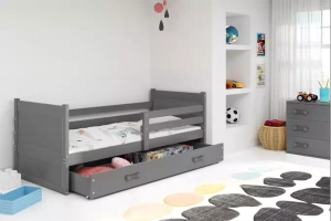 Rico egyszemélyes tini ágy 90x190 matraccal és fiókkal, szürke