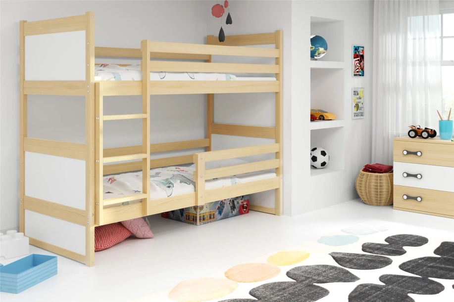 Rico emeletes ágy 90x190 matraccal, fenyő/fehér