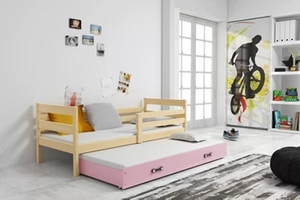 Kihúzható ifjúsági ágy ERYK 80X190 fiókkal, fenyő/rózsaszín