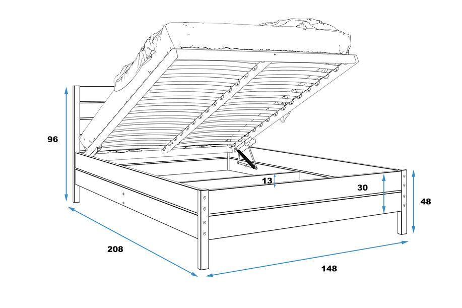 Hálószoba ágy 140x200 - Continental fehér emelőkerettel