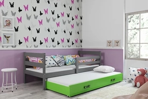 Kihúzható ifjúsági ágy ERYK 90X200 matraccal és fiókkal, grafit/zöld