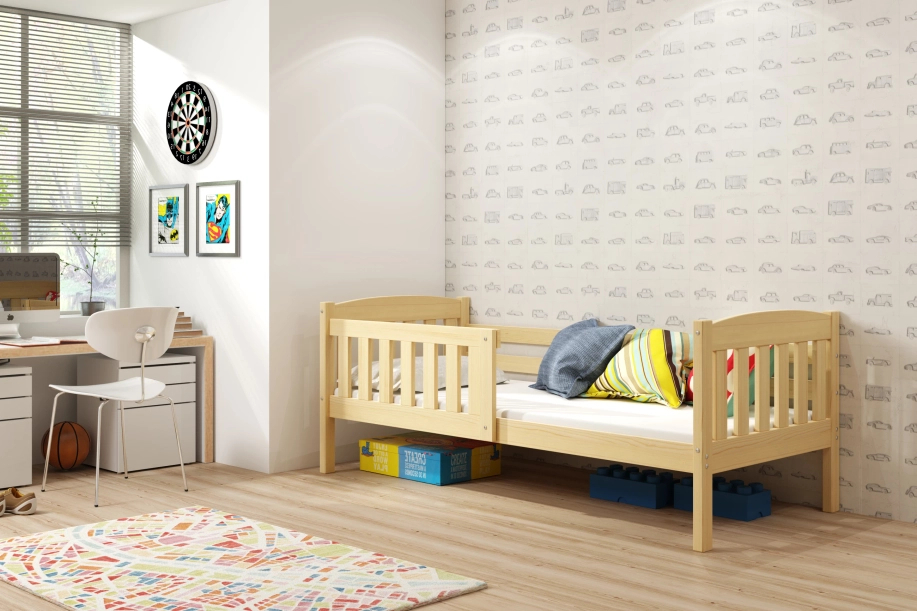 KUBUŚ 80X190 egyszemélyes ifjúsági ágy, fenyőfa