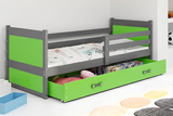 Ifjúsági egyszemélyes ágy RICO 90X200 fiókkal, grafit/zöld