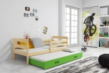 Kihúzható ifjúsági ágy ERYK 80X190 fiókkal, fenyő/zöld