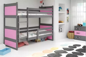 Rico tini emeletes ágy 90x190, szürke/rózsaszín