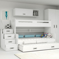 Háromszemélyes ifjúsági ágy MAX 3 120X200 matraccal és fiókkal, fehér színben