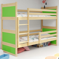 Junior emeletes ágy RICO 90X200, fenyő/zöld