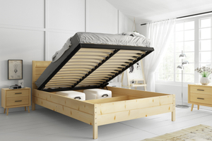 Fából készült ágy 180x200 - kontinentális fenyőfa, emelőkerettel