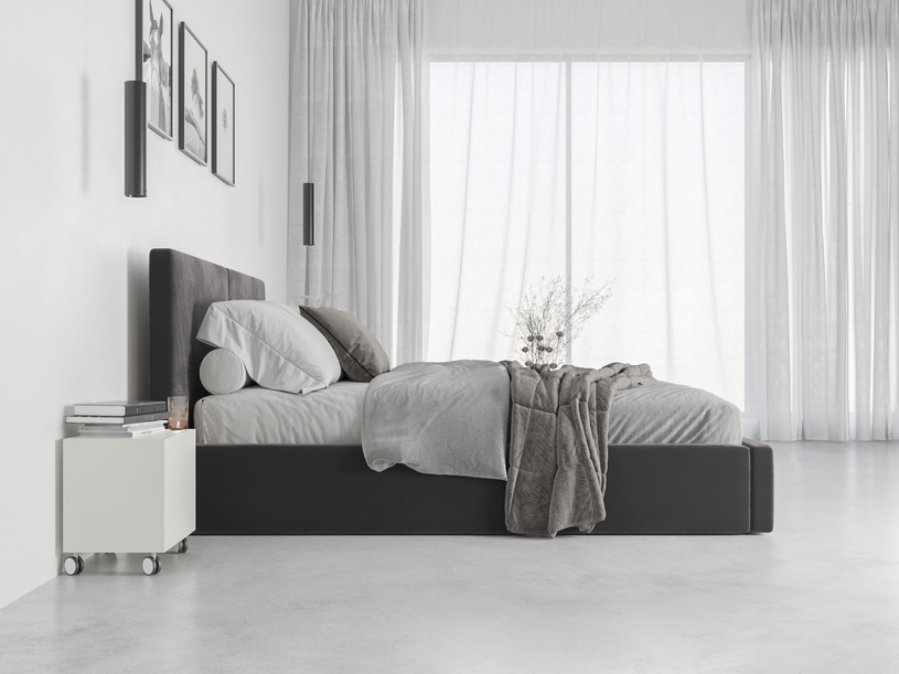 HILTON 120X200 kárpitozott hálószoba ágy, tároló doboz, grafit