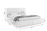 HILTON 120X200 kárpitozott hálószoba ágy, fehér, tárolódobozzal