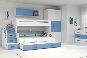 Háromszemélyes tizenéves ágy MAX 3 120X200 fiókkal, kék színben