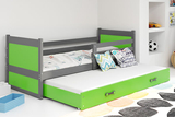 RICO 90X200 kihúzható ifjúsági ágy matraccal és fiókkal, grafit/zöld