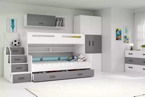 Ifjúsági emeletes ágy MAX 3 120X200 matraccal és fiókkal, grafit színű