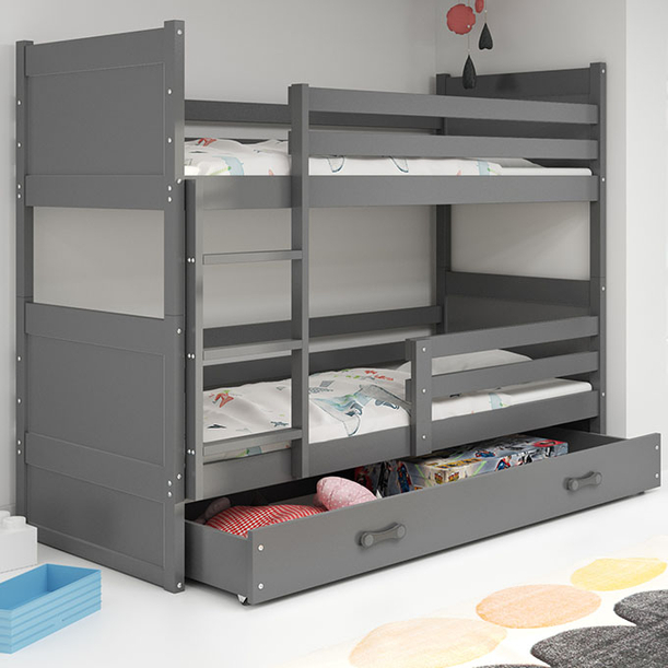 Ifjúsági emeletes ágy RICO 90X200 fiókkal, grafit