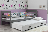ERYK 80X190 kihúzható ifjúsági ágy matraccal és fiókkal, grafit/fehér