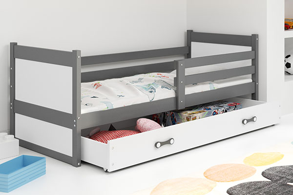 Ifjúsági egyszemélyes ágy RICO 90X200 matraccal és fiókkal, grafit/fehér