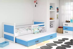 Rico tini franciaágy 90x190 fiókkal, fehér/kék, fehér/kék